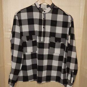 BB Dakota Black White Check Blouse Small